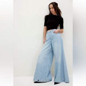 Free People High-Rise Wide Leg Light Blue Jeans